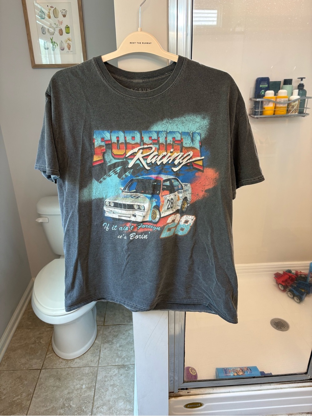 PacSun Washed Black Crewneck Tee with Vibrant Multicolor Graphic